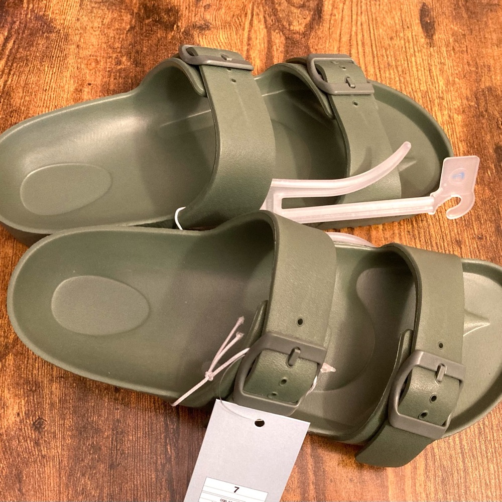 Women's Neida EVA Two Band Footbed Slide Sandals - Shade & Shore™ Olive Green 7 - Picture 2 of 6